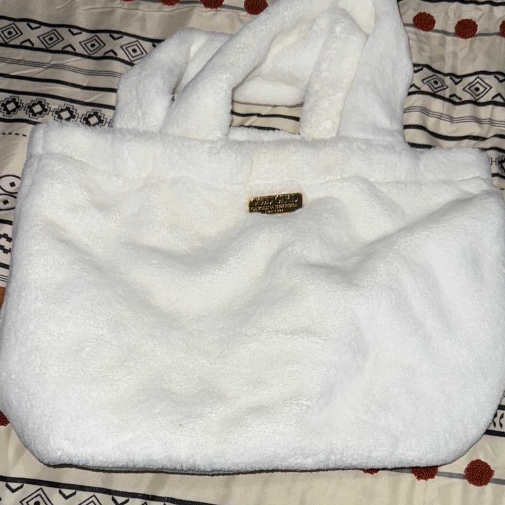 Good Girl White Faux Fur Tote Bag